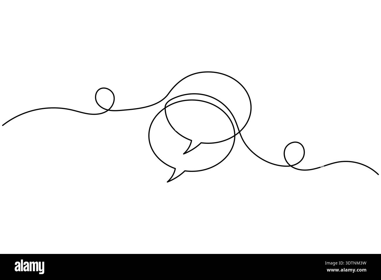 Continuous one line drawing two speech bubbles Stock Vector