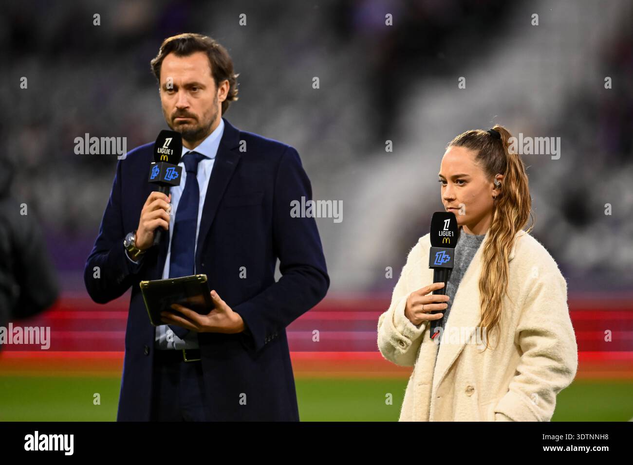 Timothée Maymon and Charlotte Lorgeré canal ligue 1+ during the Ligue 1 ...
