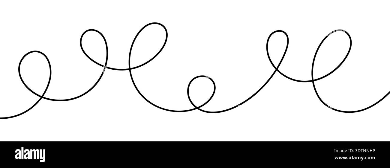One unbroken curling and crossing black line. Stock Vector