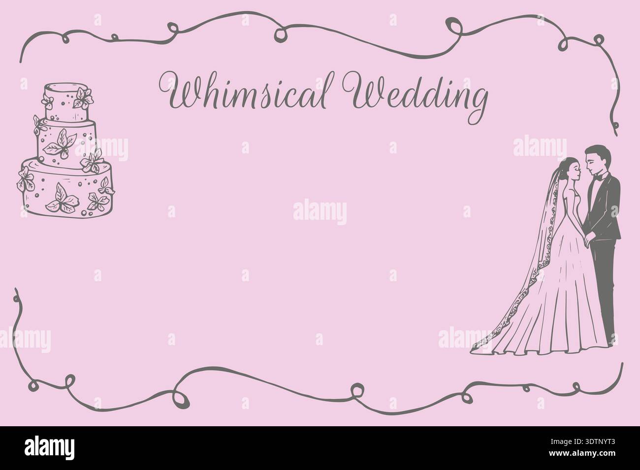 Wedding invitation card template bride and groom cute, with various ...