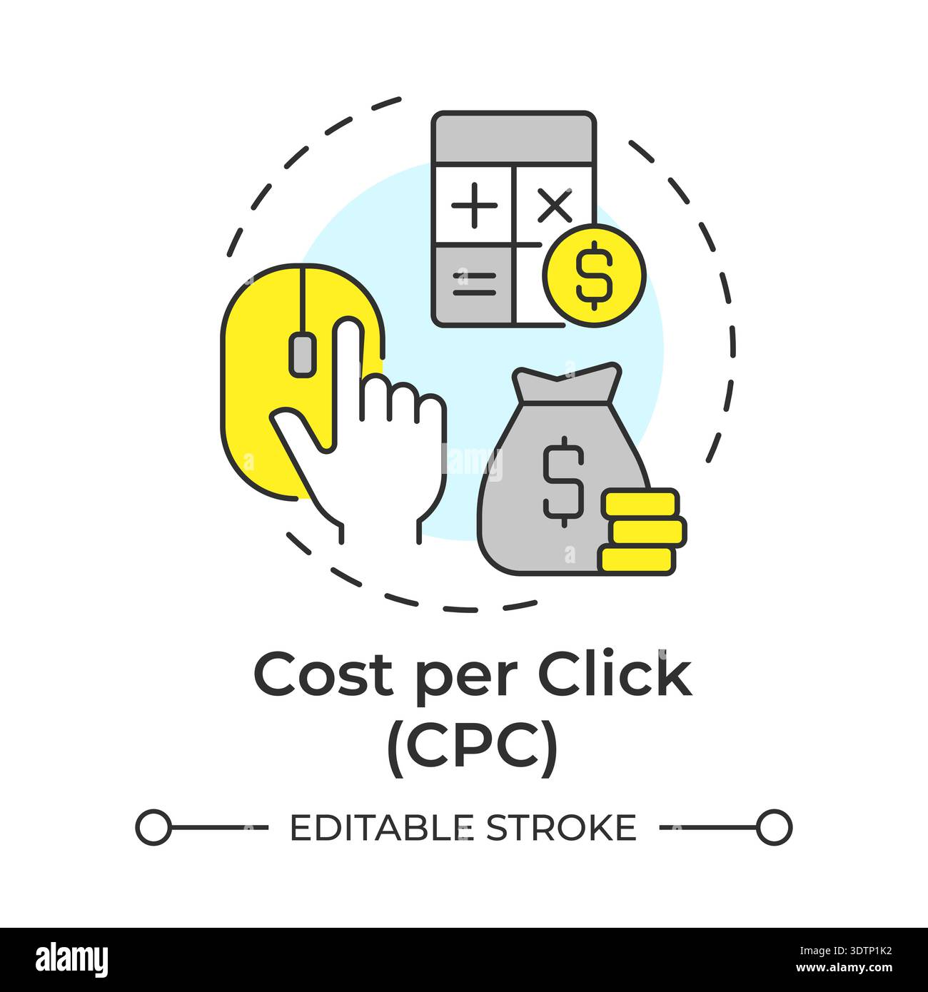 Cost per click multi color concept icon Stock Vector