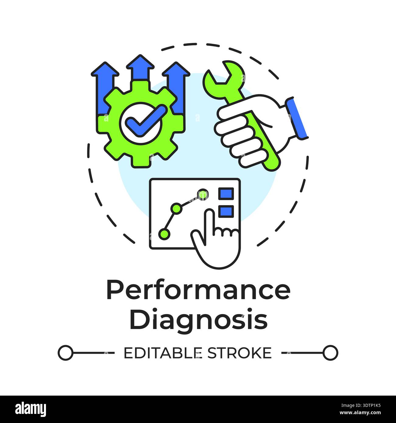 Performance diagnosis multi color concept icon Stock Vector