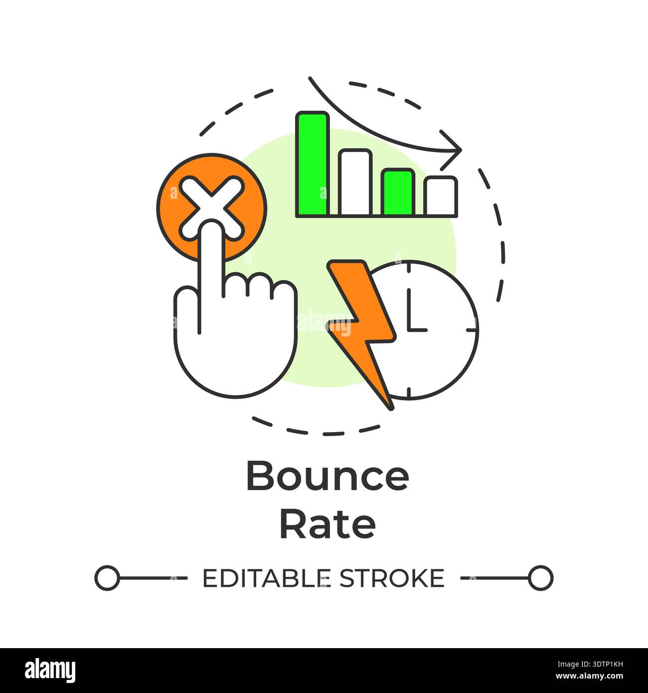 Bounce rate multi color concept icon Stock Vector