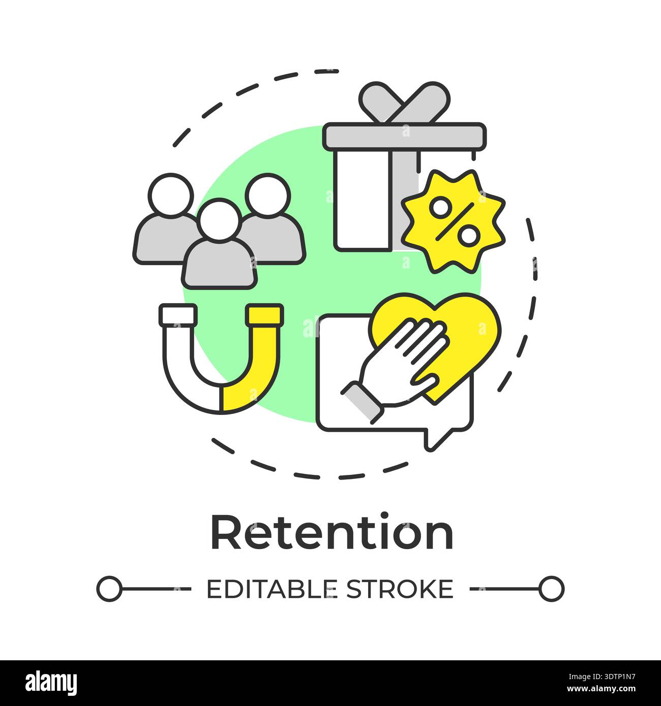 Retention multi color concept icon Stock Vector