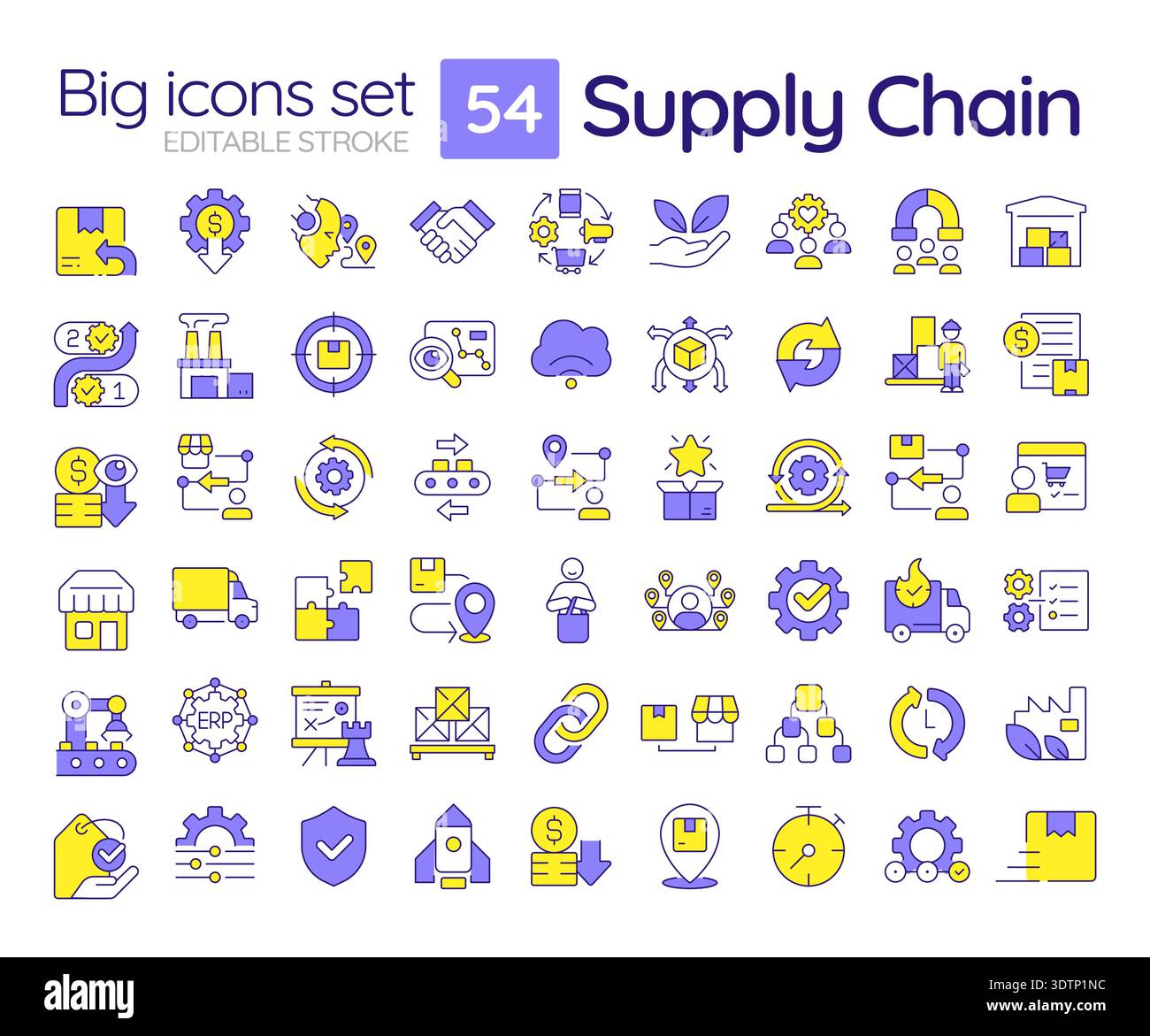 Supply chain line color icons set Stock Vector