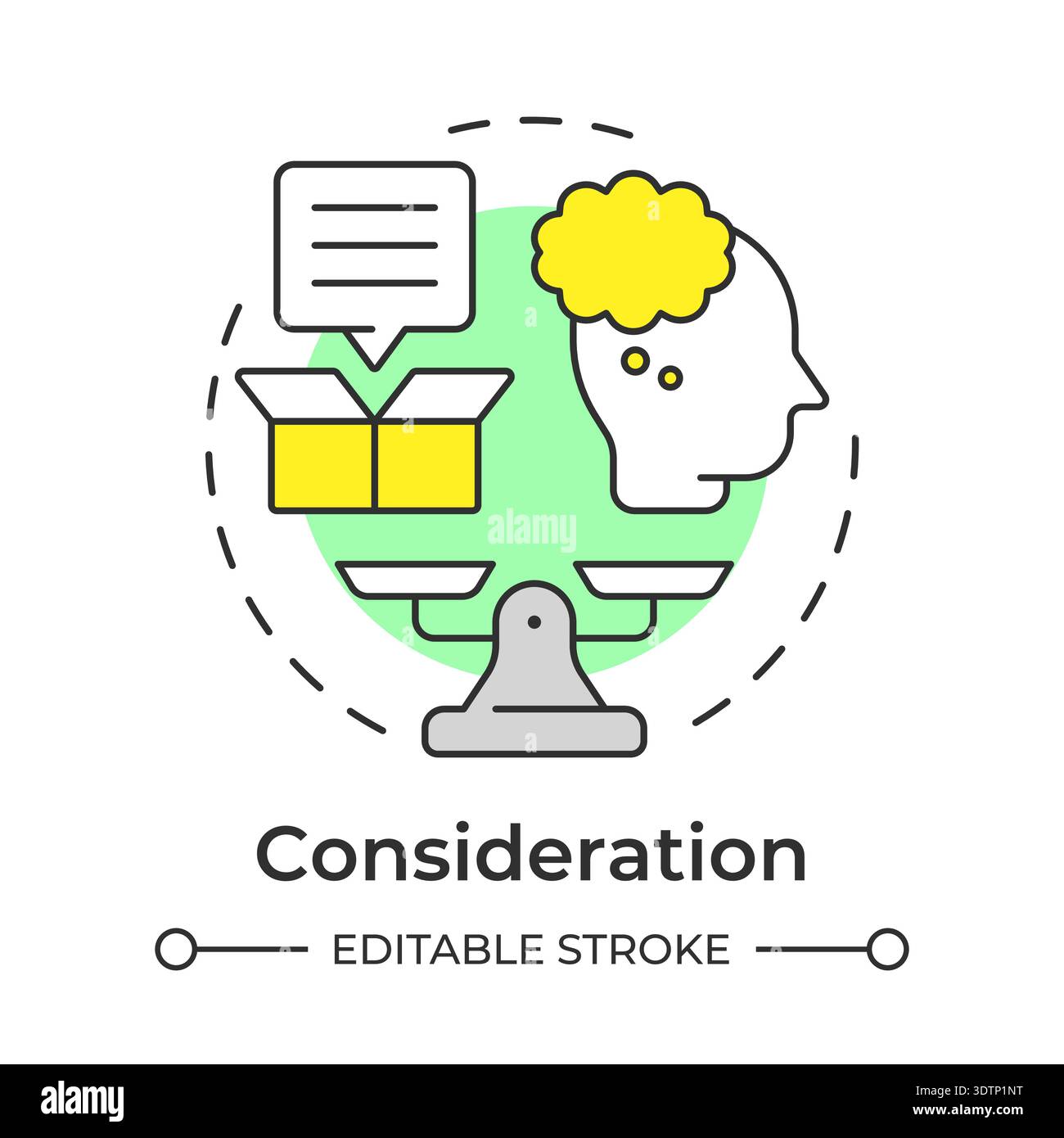 Consideration multi color concept icon Stock Vector