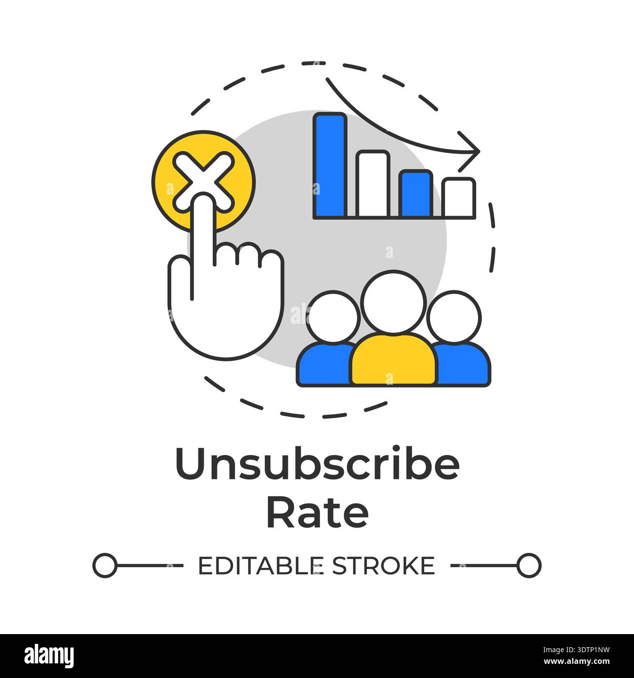 Unsubscribe rate multi color concept icon Stock Vector