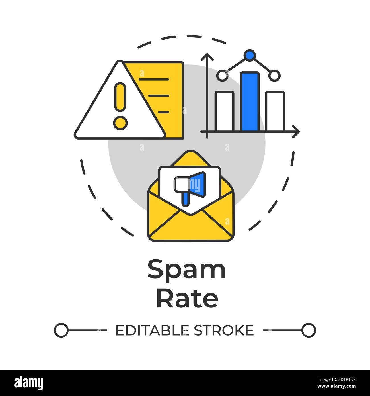 Spam rate multi color concept icon Stock Vector