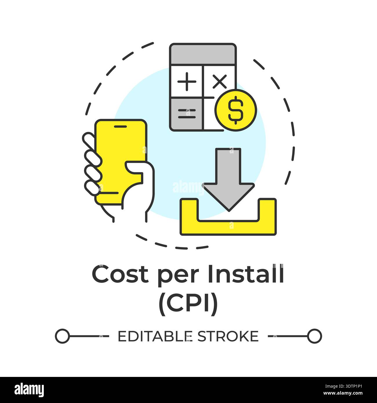 Cost per install multi color concept icon Stock Vector