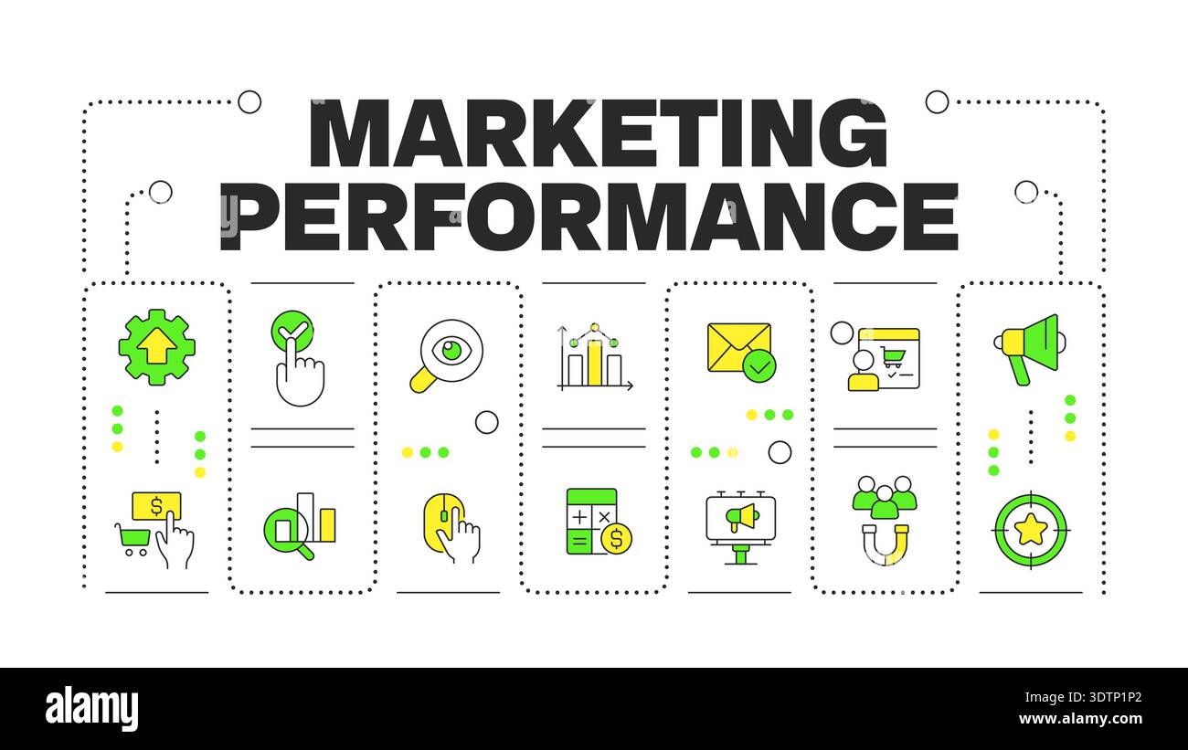 Marketing performance word concept isolated on white Stock Vector