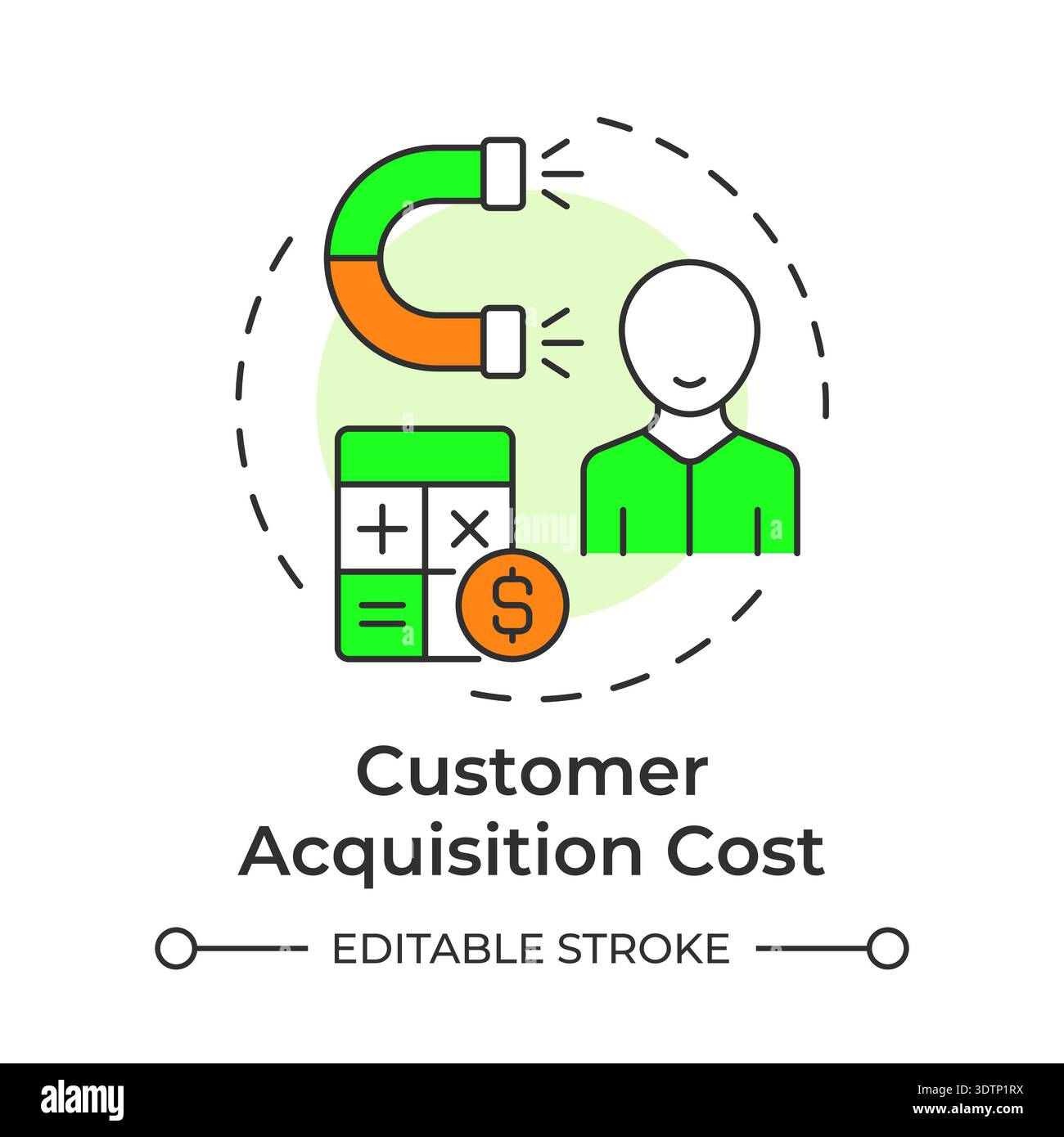 Customer acquisition cost multi color concept icon Stock Vector