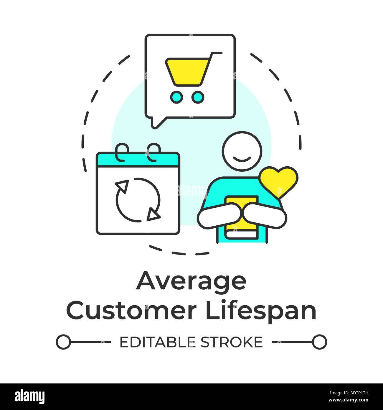 Average customer lifespan multi color concept icon Stock Vector