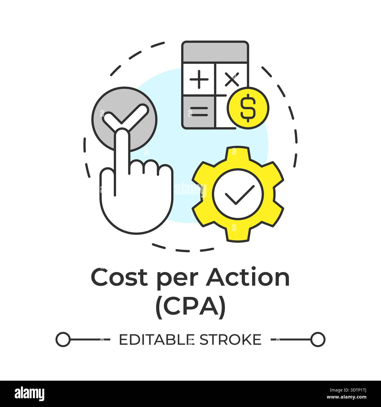 Cost per action multi color concept icon Stock Vector