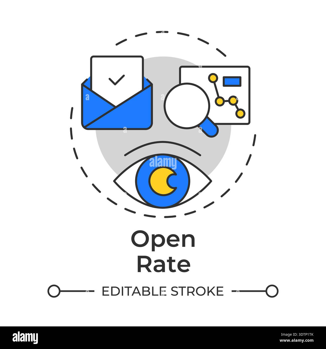 Open rate multi color concept icon Stock Vector