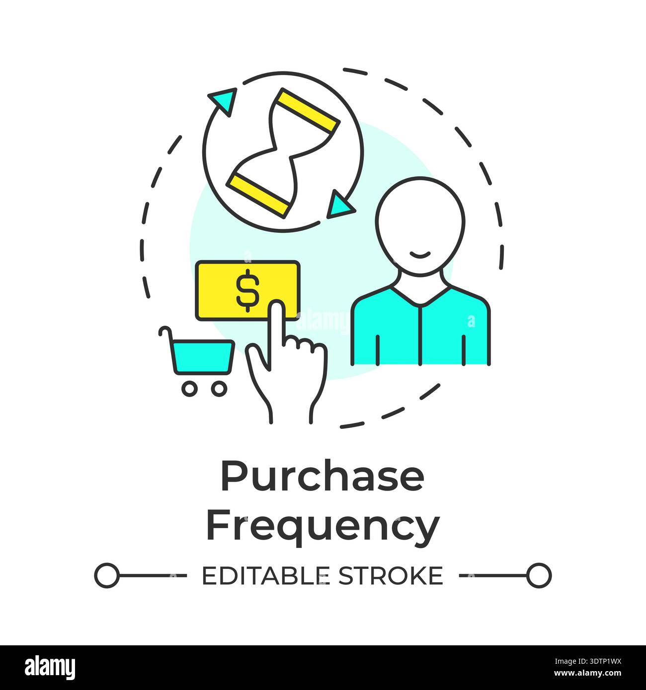 Purchase frequency multi color concept icon Stock Vector
