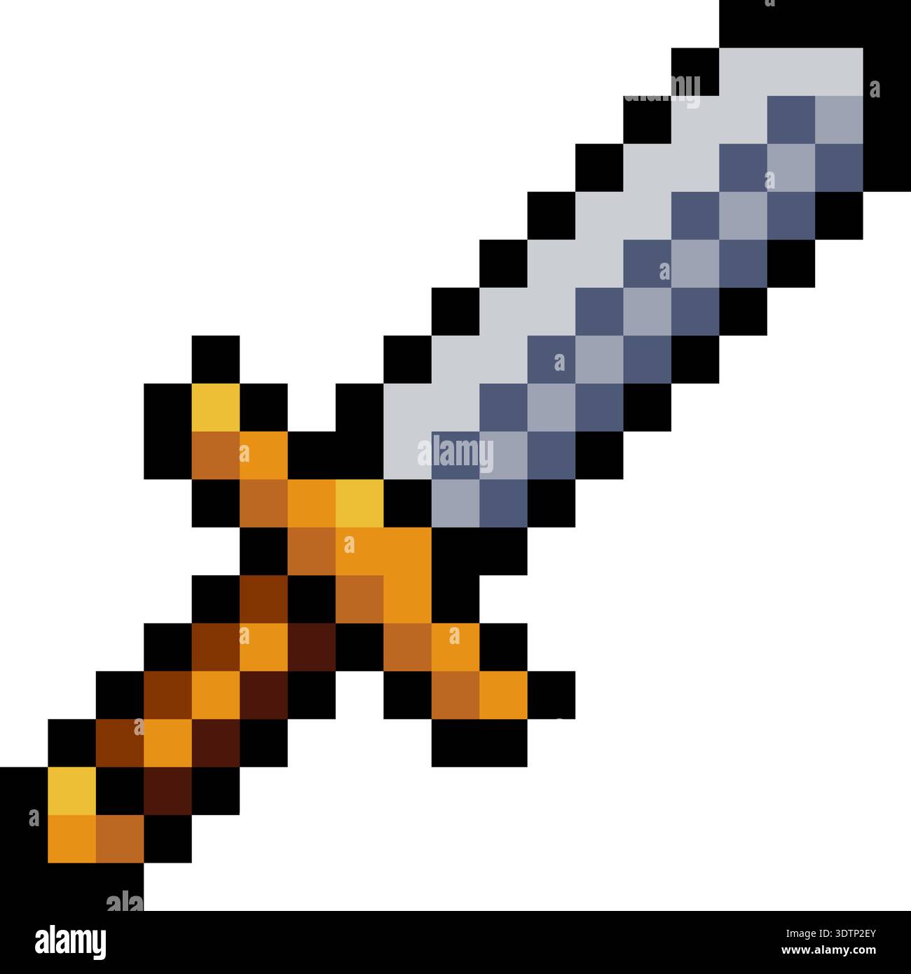 Pixel Art 8 bit Sword Video Game Weapon Item Icon Stock Vector