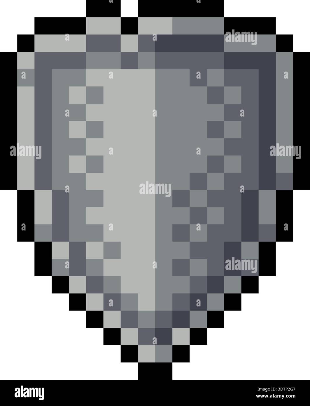 Pixel Art Steel Shield Video Game Armor Icon Stock Vector