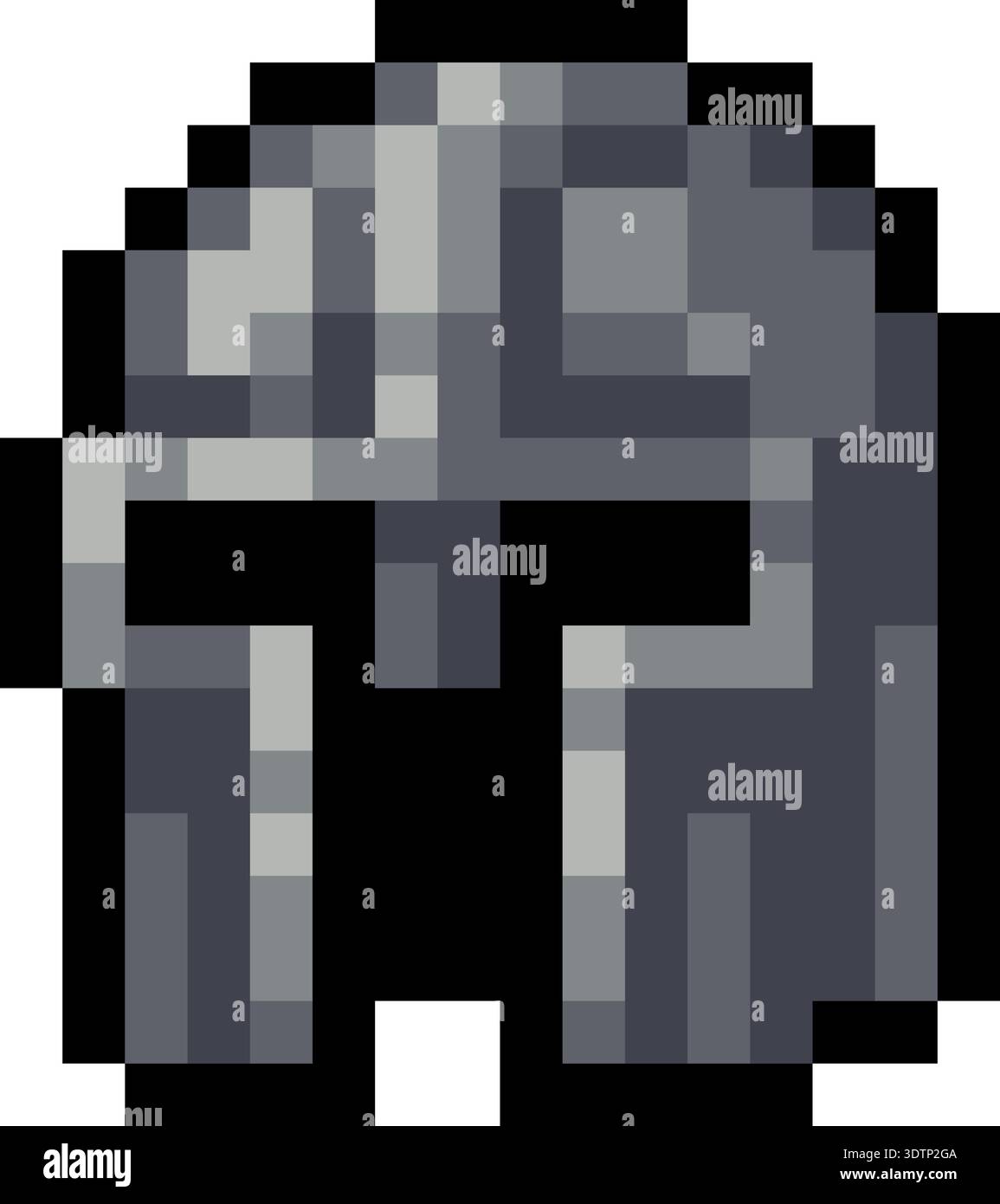 Pixel Art Iron Helmet Video Game Armor Icon Stock Vector