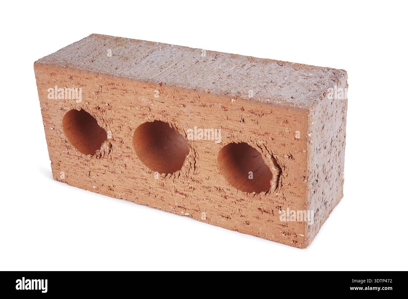 Perforated red brick isolated on white background Stock Photo