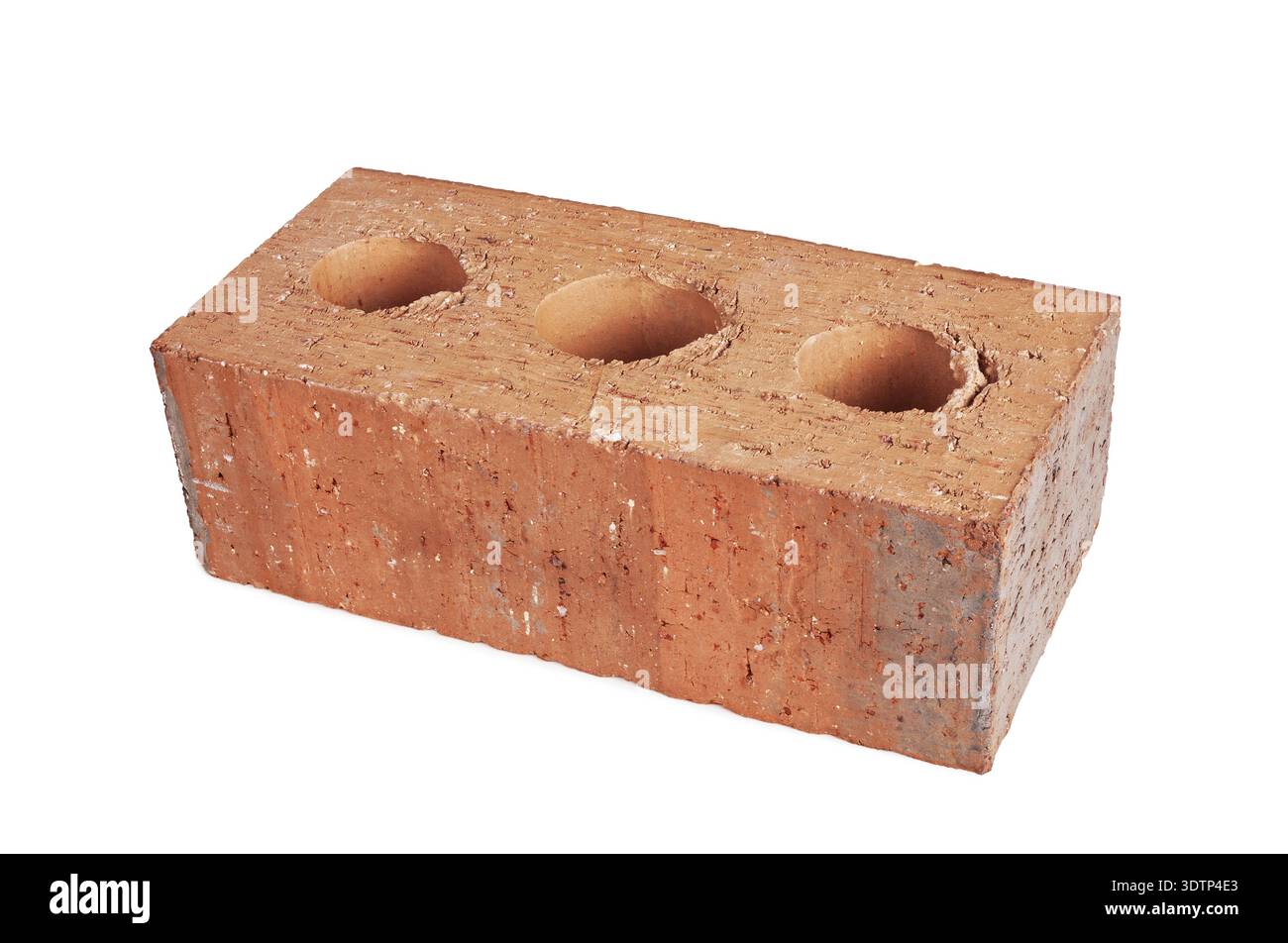 Perforated red brick isolated on white background Stock Photo
