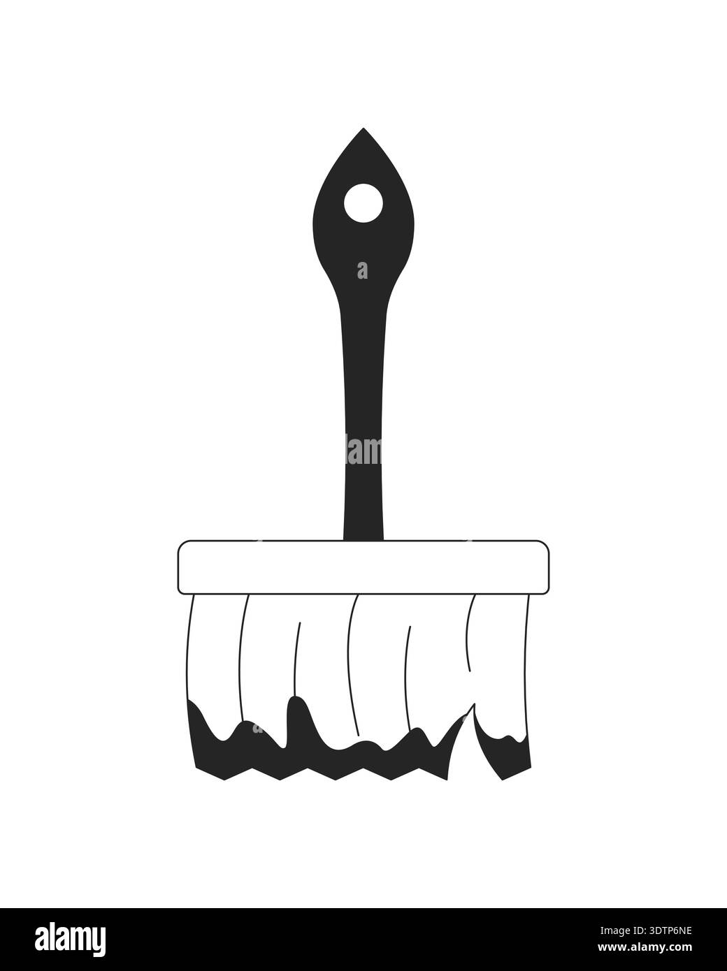 Wide paint brush tool 2D line object Stock Vector