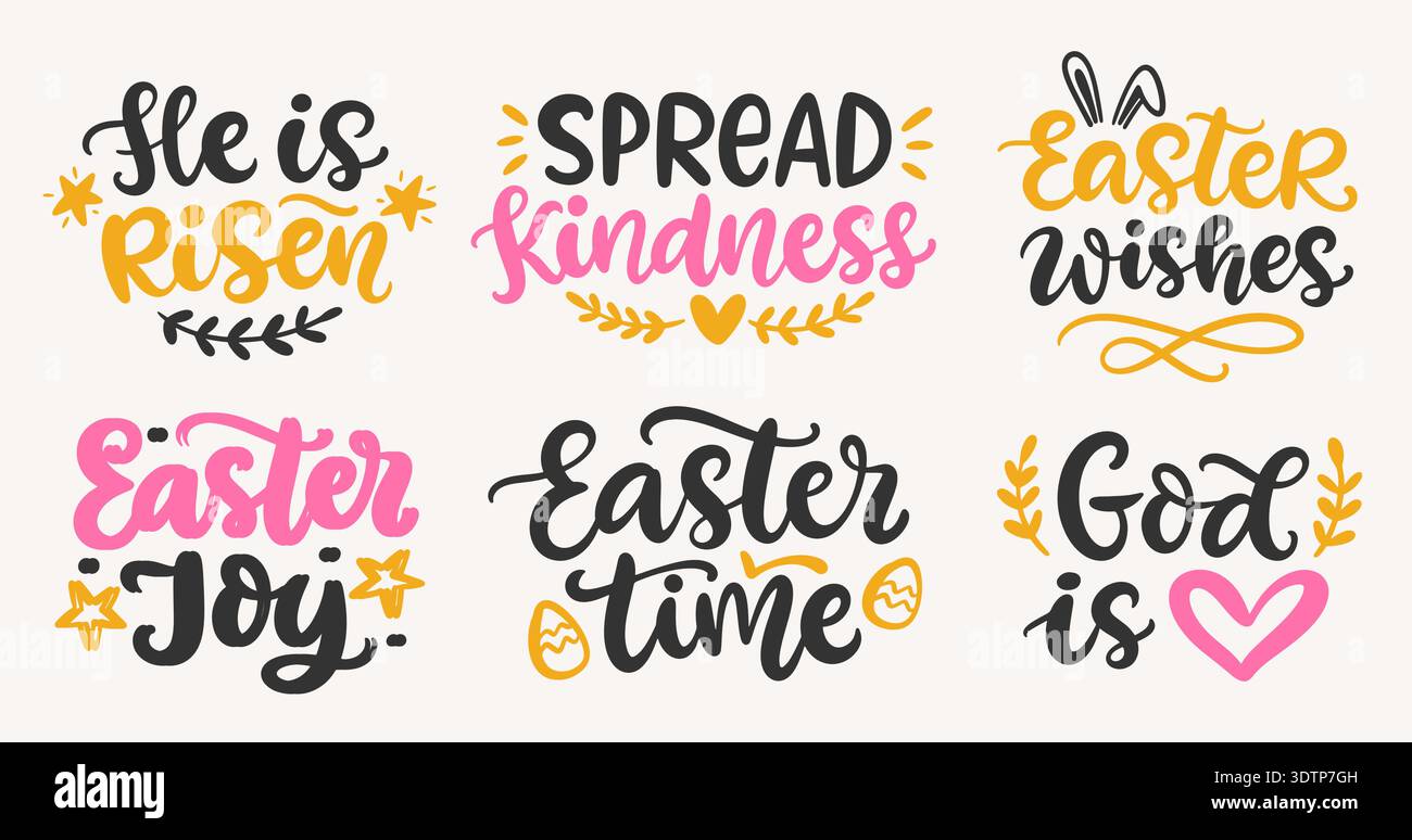 Happy Easter Vector Hand Lettering Set Stock Vector