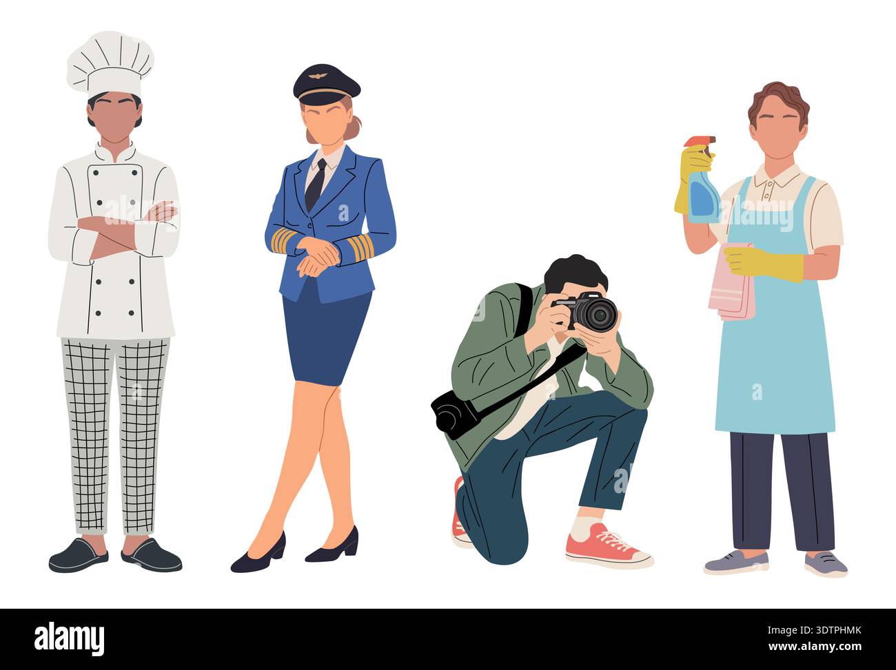 A Set of stylized people different professions Stock Vector