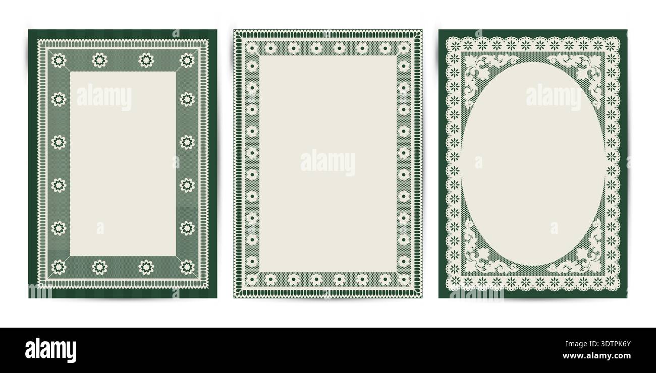 Elegant Lace Frames collection. Card or invitation Vector design Stock Vector