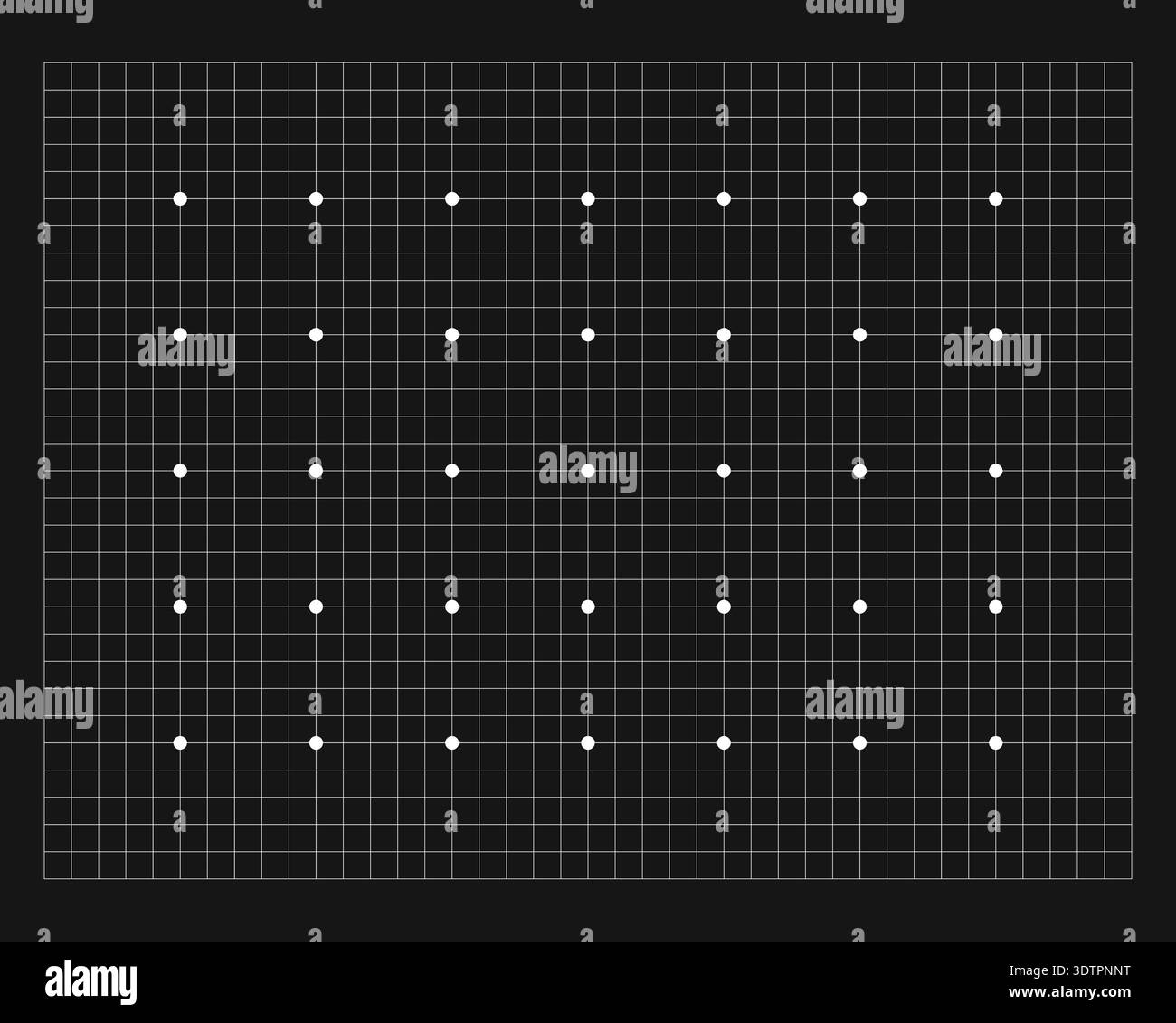 White grid texture on black notebook page. Checkered paper graph template for math education, drafting or plotting, engineering or architecting Stock Vector