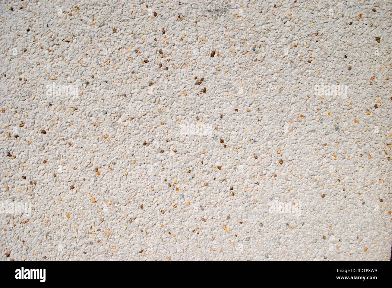 Full frame close-up of light beige stippled wall render texture with small speckled specks. Stock Photo
