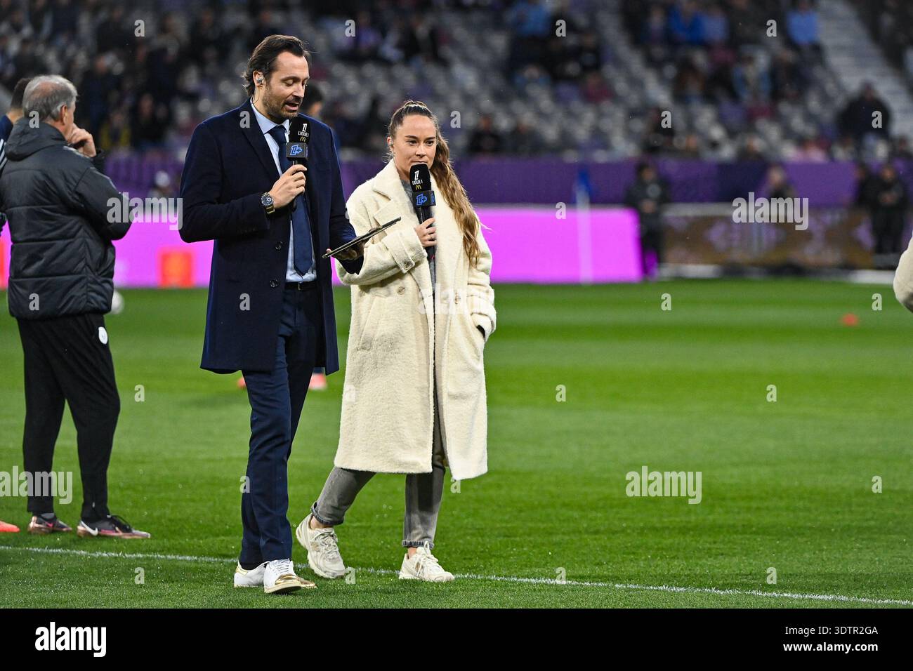Timothée Maymon and Charlotte Lorgeré canal ligue 1+ during the Ligue 1 ...