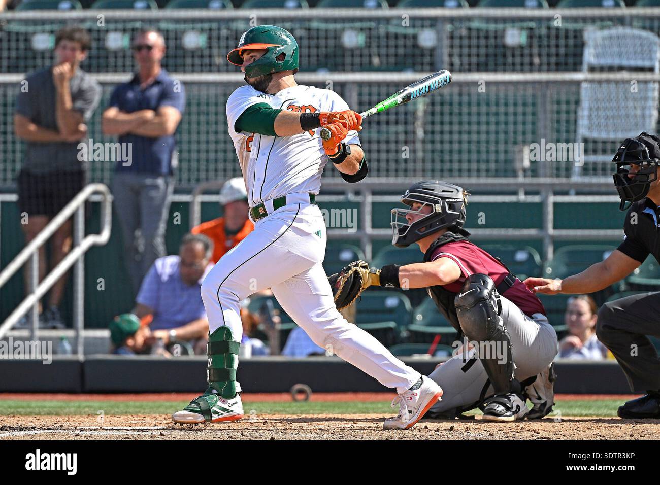 CORAL GABLES, FL - FEBRUARY 22: Miami outfielder Derek Williams (2 ...