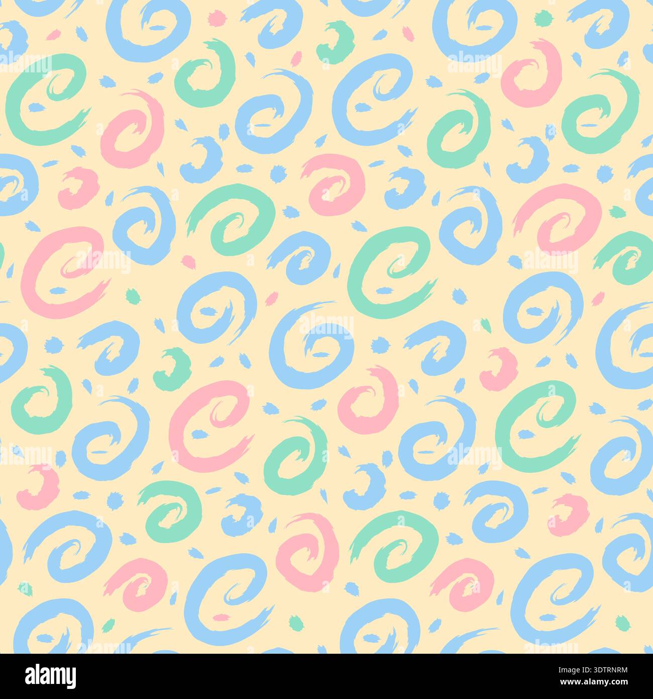 Pastel colorful seamless grunge pattern featuring abstract shapes, doodles, scribbles, geometric elements Stock Vector