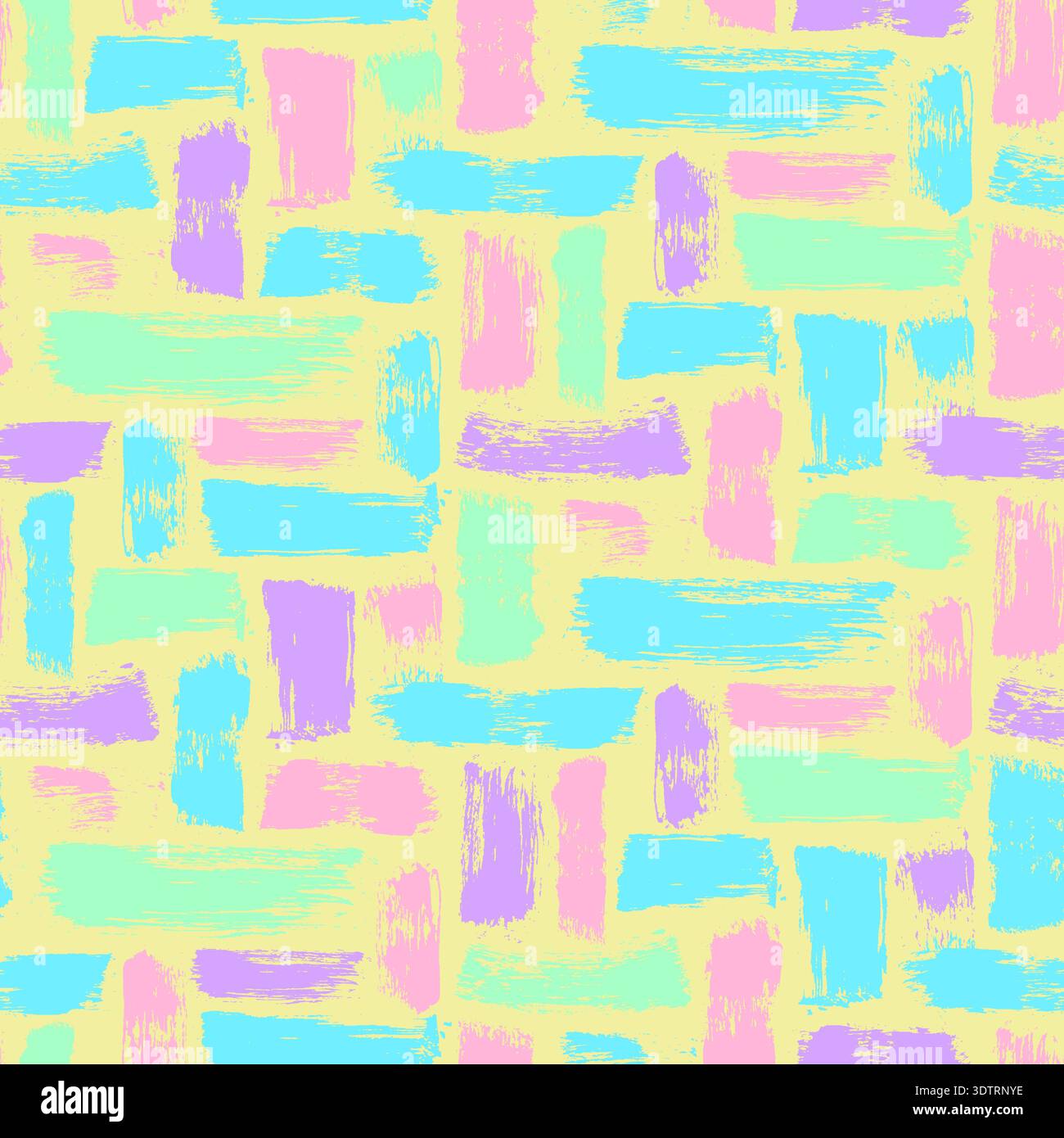 Pastel colorful seamless grunge pattern featuring abstract shapes, doodles, scribbles, geometric elements Stock Vector