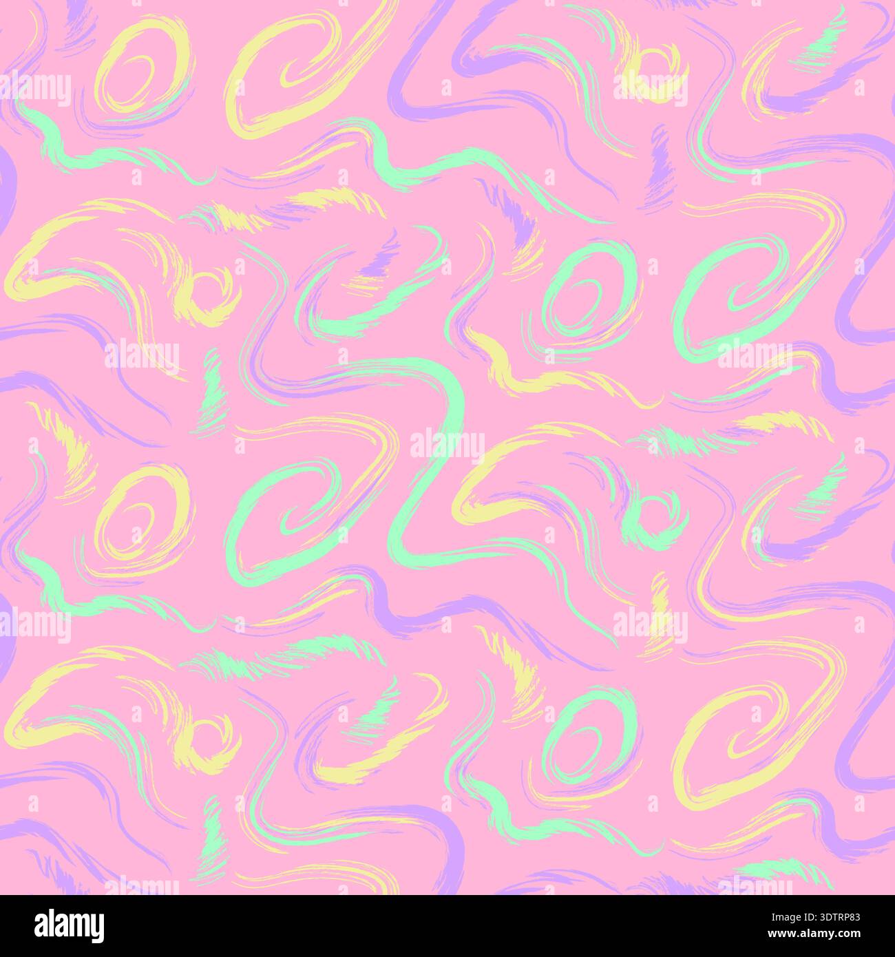 Pastel colorful seamless grunge pattern featuring abstract shapes, doodles, scribbles, geometric elements Stock Vector