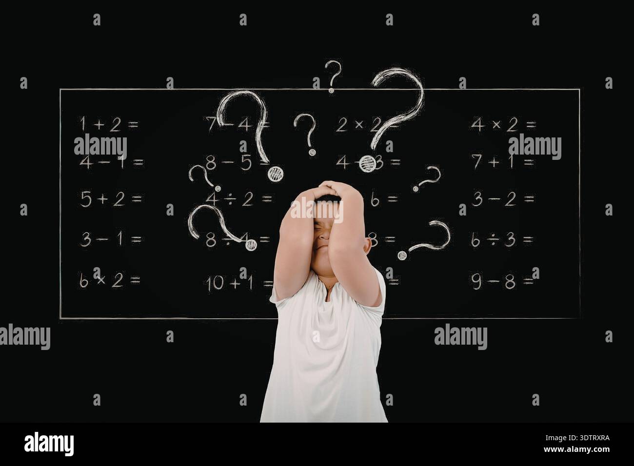 Confusing Looking Math Image A person standing in front of a blackboard filled with math problems ...