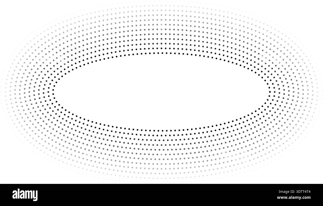 Circular oval frame with twelve concentric dotted lines, all lines same thickness, featuring gradient from inside to outside. Stock Vector