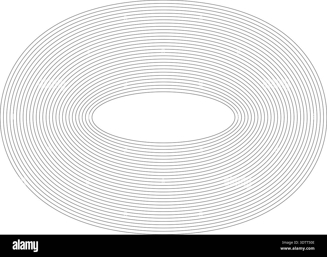 Circular oval frame containing twenty-nine concentric solid lines of equal thickness, uniform black without gradient. Stock Vector