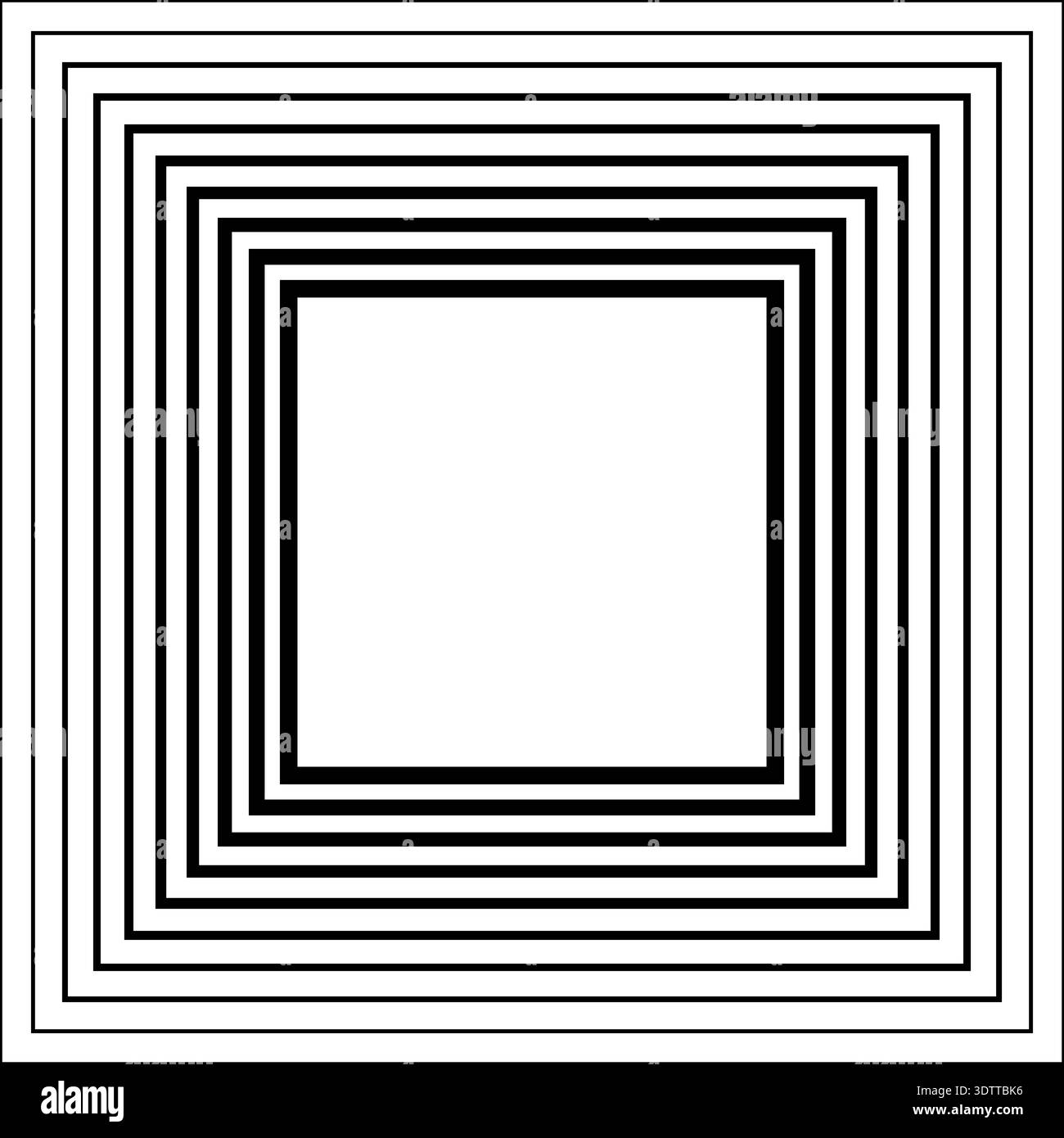 Square formed with concentric continuous lines, thicker inside and progressively thinner outward without gradient effect. Stock Vector
