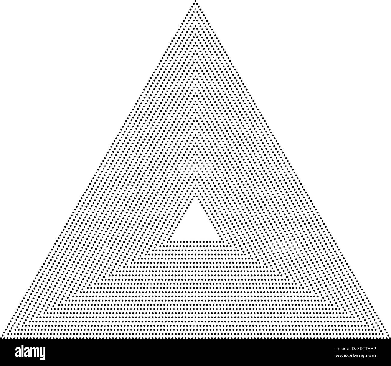 Triangular dotted frame featuring twenty-four concentric outlines, each drawn with the same thickness. Stock Vector