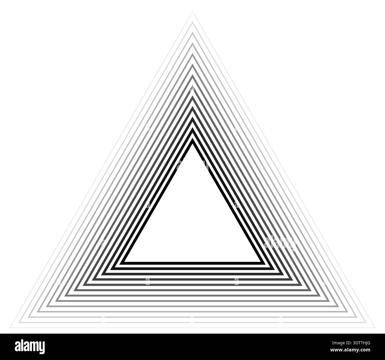 Triangular frame with fourteen concentric continuous outlines, thicker inside and thinner outward, styled with a gradient flowing outward. Stock Vector
