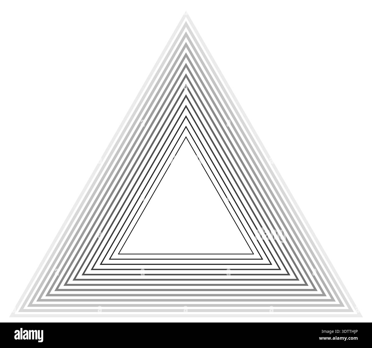 Triangular frame with fourteen concentric continuous outlines transitioning from thinner inside to thicker outside, overlaid with a gradient from cent Stock Vector