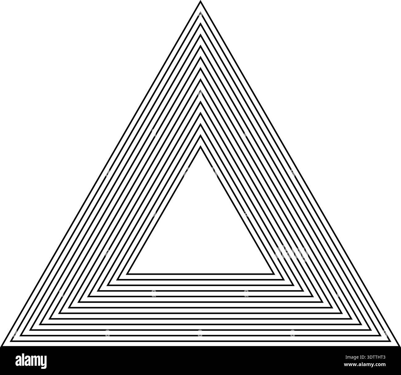 Triangular frame featuring fourteen concentric continuous outlines of uniform thickness. Stock Vector