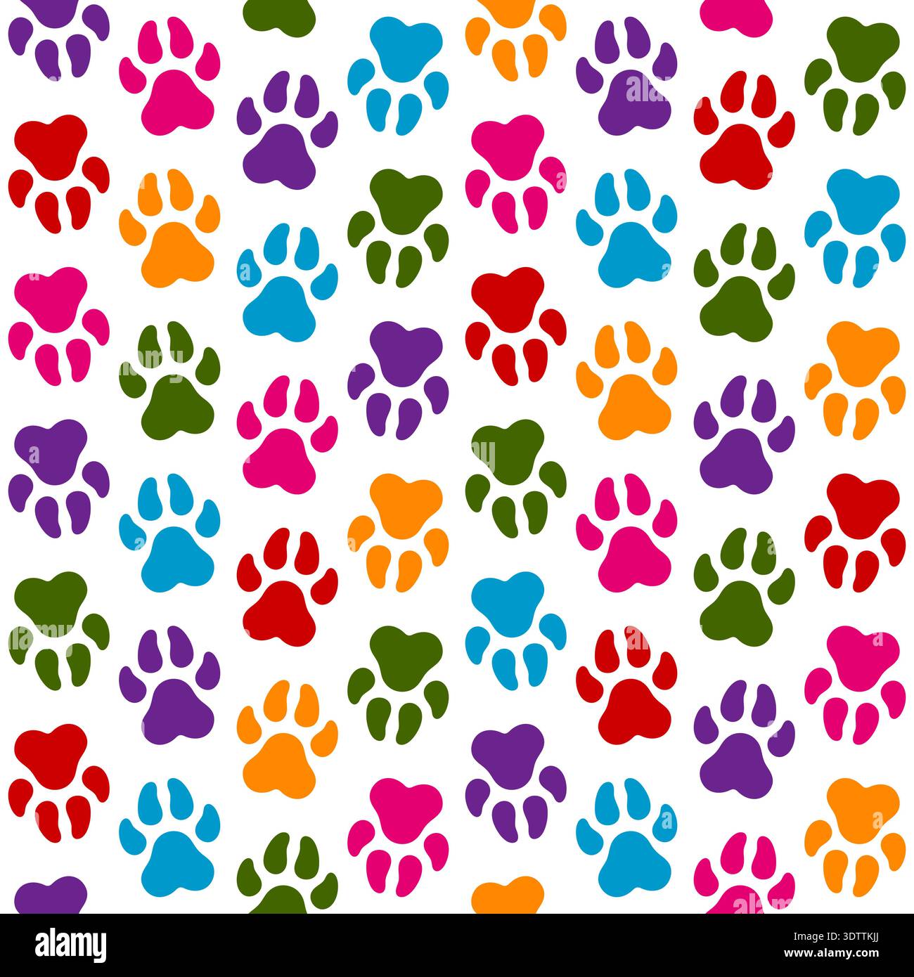Seamless pattern with animal paw print. Colored vector background. Stock Vector