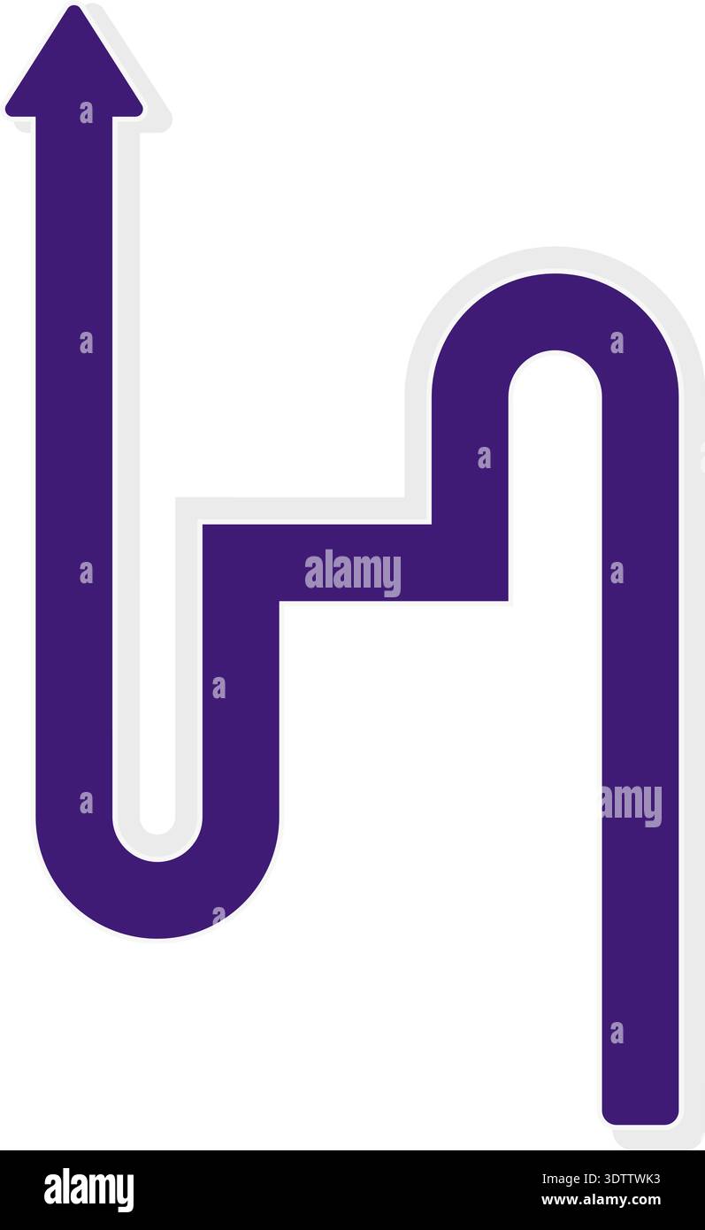 Curved graphic path, shaped like a stylized directional icon with ...