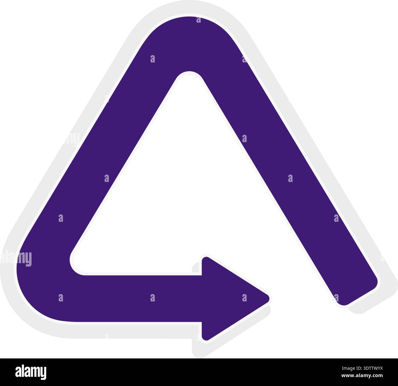 Curved graphic path, shaped like a stylized directional icon with ...