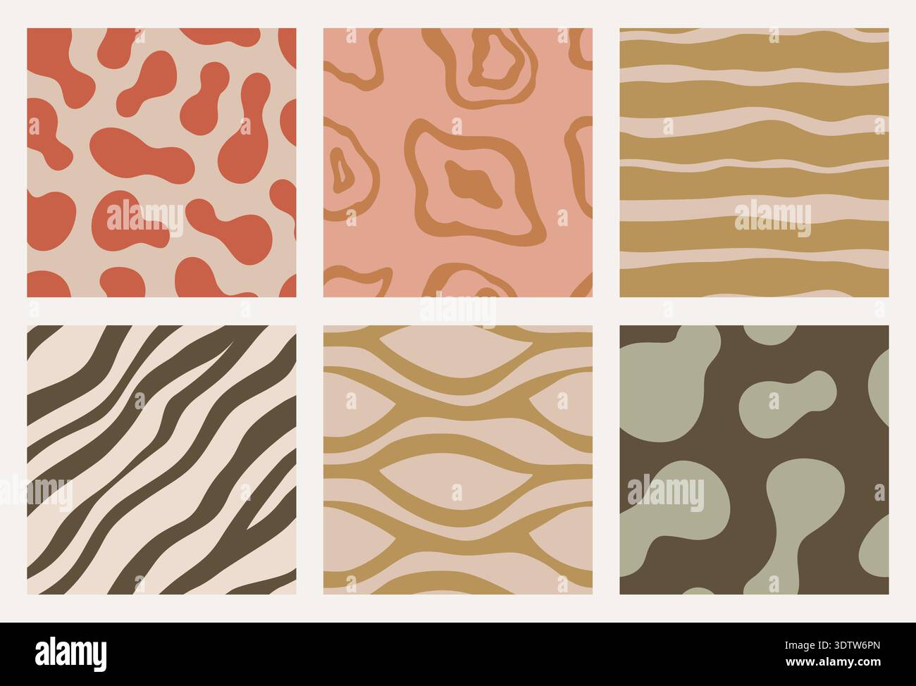 Abstract seamless patterns. Retro organic shapes. Stock Vector