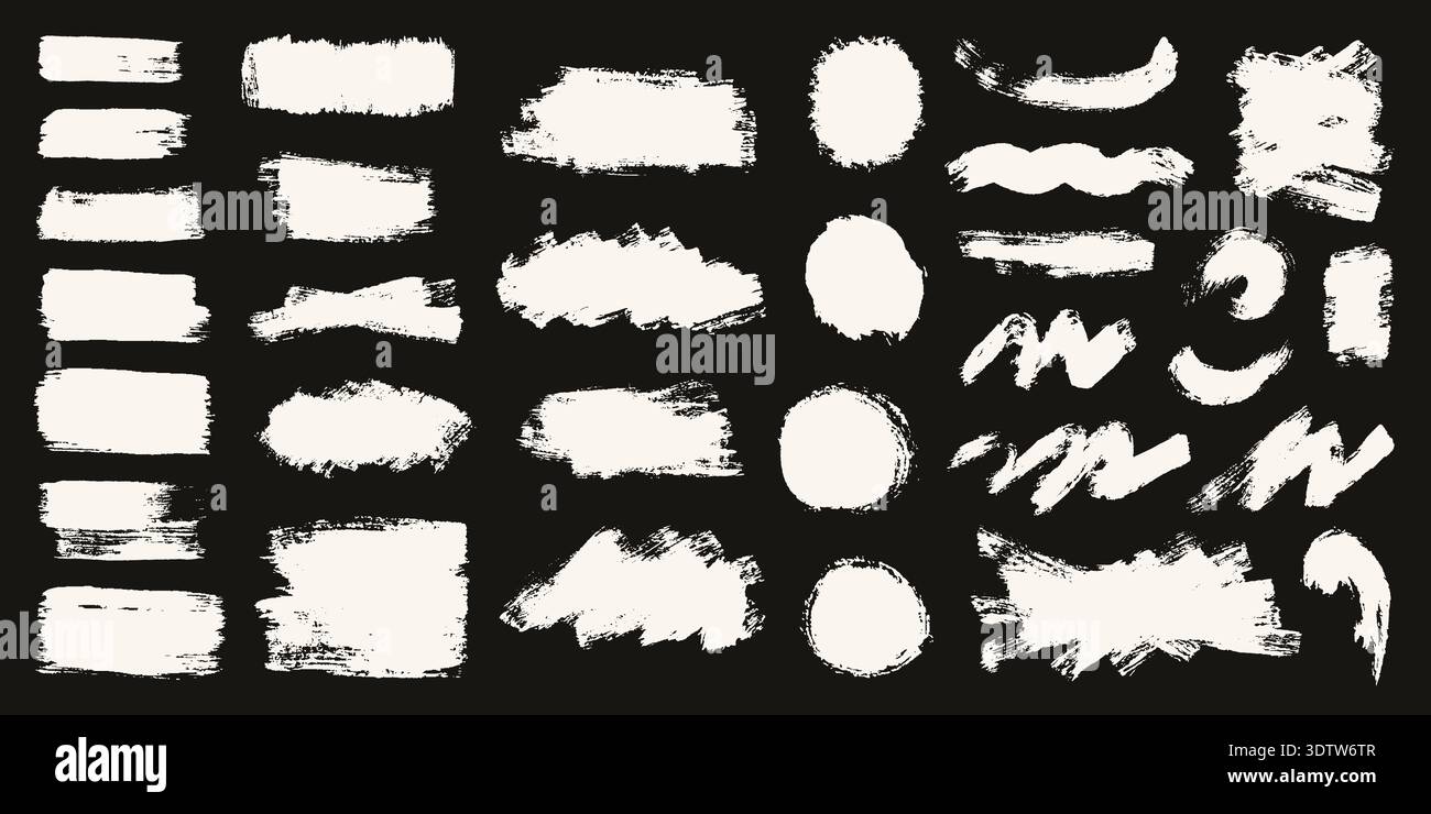 Gouache Paint Brush Strokes Set Stock Vector