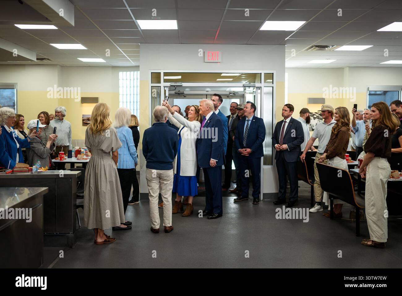 President Donald Trump greets patrons at The Varsity in Rome, Georgia ...