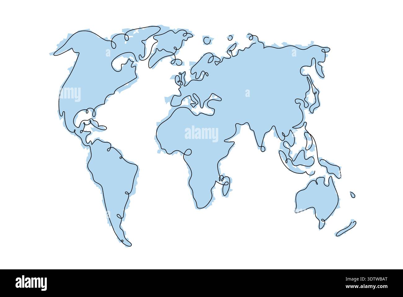 Outline and silhouette world map, vector illustration Stock Vector